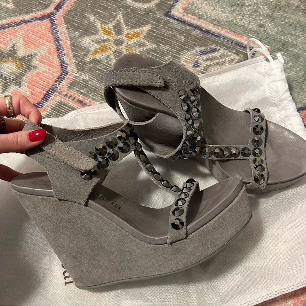 Pedro García Studded Suede Wedges